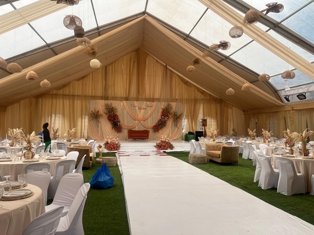 Wedding hall aisle and decor